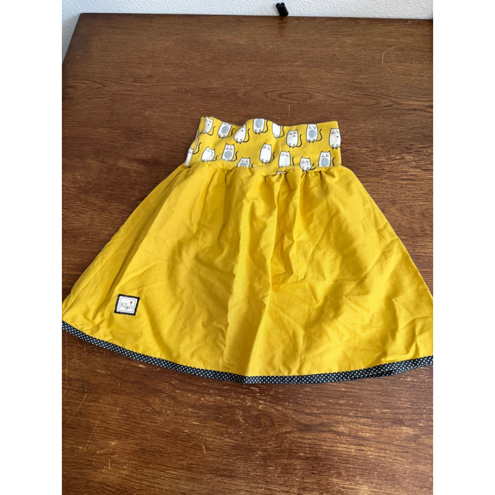 Lille Bayas Girls Skirt Mustard Yellow Cat Print Waistband Boutique Size 6